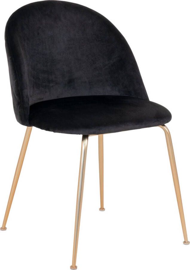 House Nordic Eetkamerstoel Velvet Zwart Goud Zithoogte 46cm 52x51x78cm Set van 2