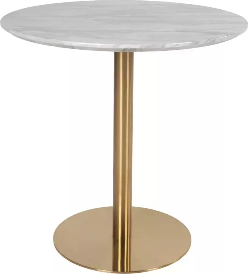 House Nordic Bolzano Marmer Eettafel Wit | Goud Ø90 cm - Foto 2