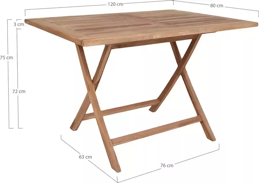 House Nordic Eettafel Oviedo Teakhout 120cm