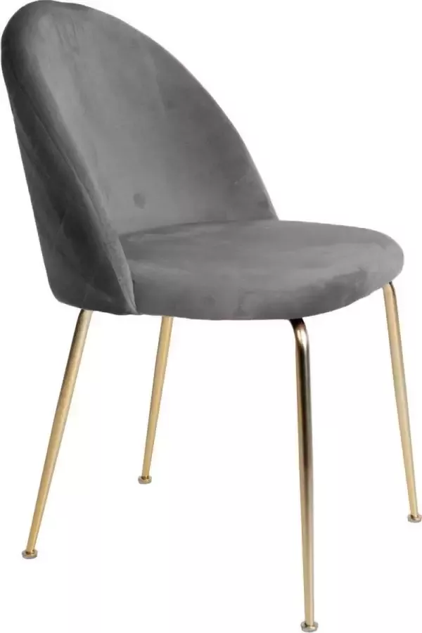 House Nordic Geneve Eetkamerstoel in grijs fluweel w. Poten in messinglook