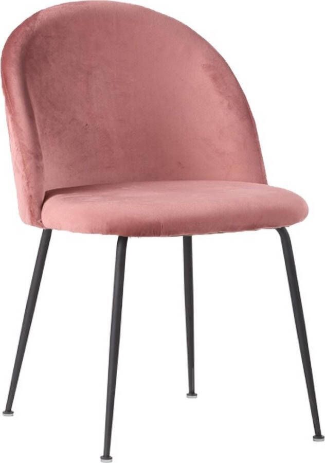 House Nordic Geneve Eetkamerstoel Velvet Roze Zwart Set van 2