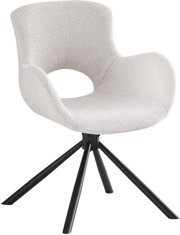 House Nordic Amorim Dining Chair – Set van 2 Bouclé Eetkamerstoelen Gebroken Wit met Draaifunctie