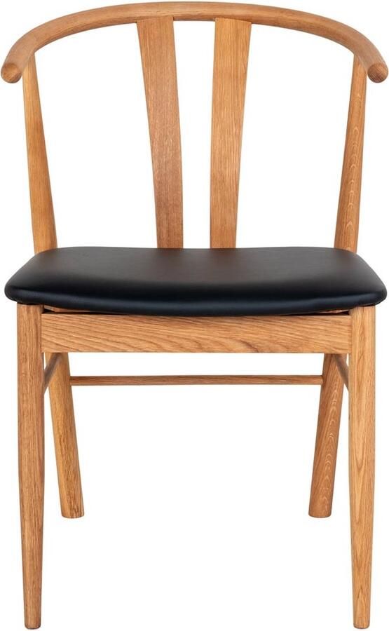 House Nordic Artenara Eetkamerstoel Eiken | Zwart PU-Leer set van 2 - Foto 3