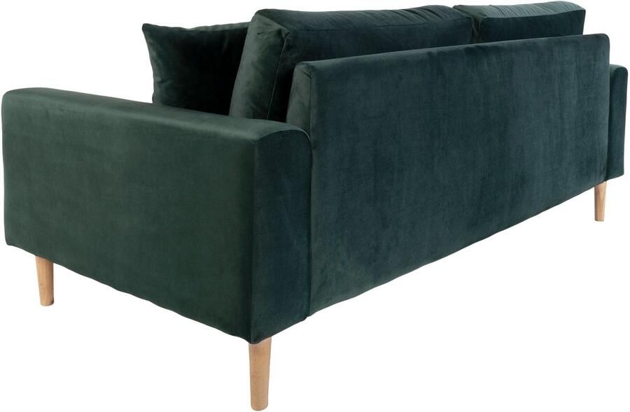 Hioshop Lido bank 2 5 pers. velours incl. 2 sierkussens groen.