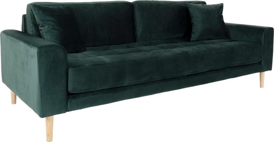 Hioshop Lido bank 3 pers. velours incl. 2 sierkussens groen.
