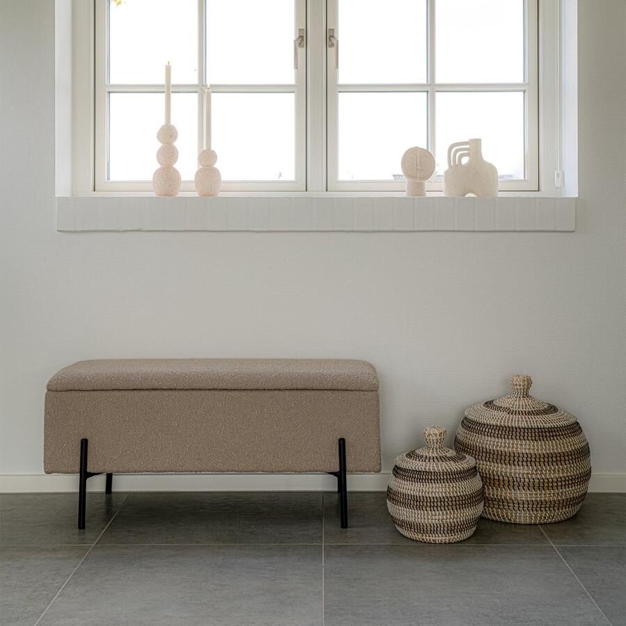 House Nordic Bankje Watford Bouclé met Opslag Beige 95x36 5x46cm