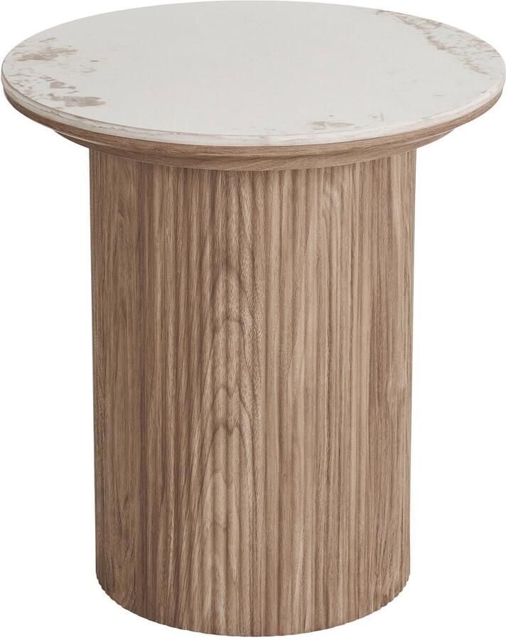 House Nordic Bijzettafel Athens Rond Keramisch Wit Bruin Ø45x50cm - Foto 2