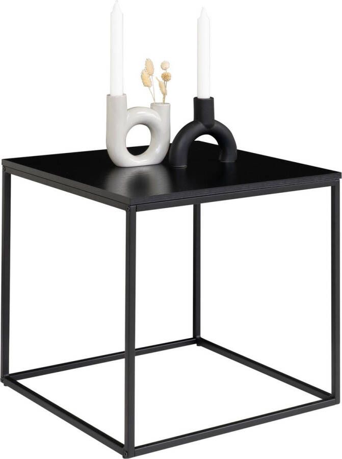 House Nordic Vita Sidetable Bijzettafel met zwart frame en zwart blad 45x45x45 cm - Foto 3