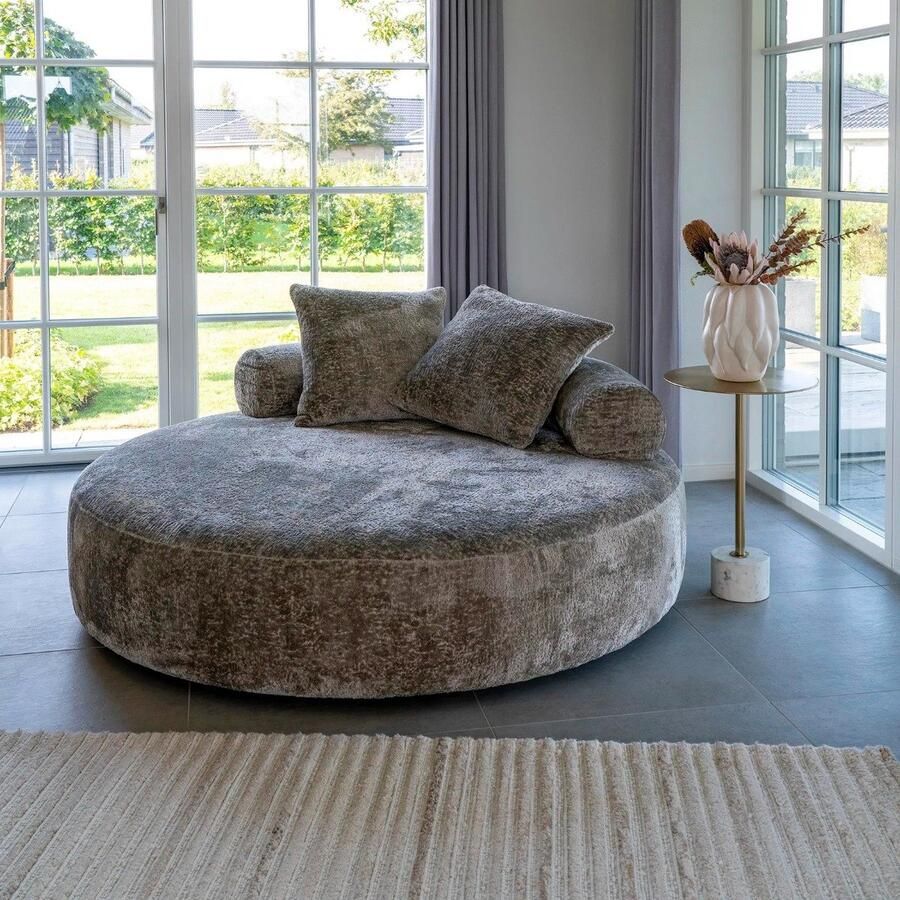 House Nordic Daybed Naturel Rond Polyester 160x160x60cm Daybed Cairo Chenille