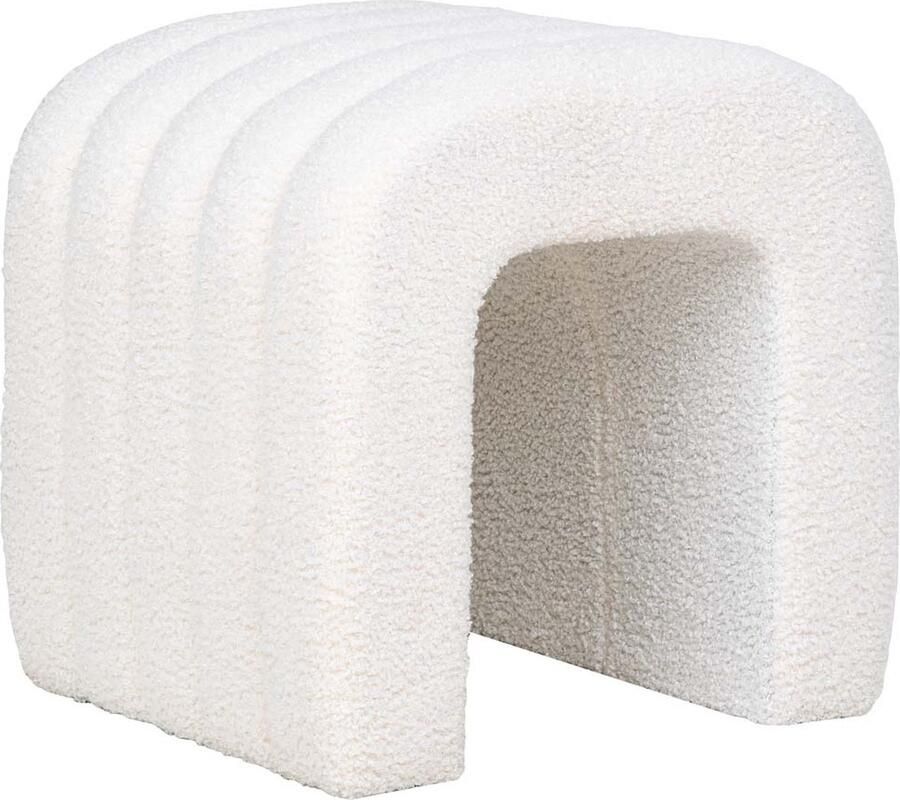 Housenordic Witte Bouclé Poef Comfortabel en Stijlvol 41x36 5 cm House Nordic Zitmeubelen Wit Hout; Schuim; Polyester; MDF Zitmeubelen Op voorraad - Foto 2