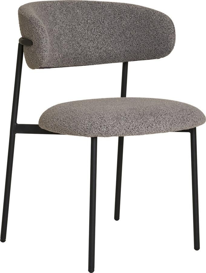 House Nordic Eetkamerstoel Mira Bouclé Metaal Lichtgrijs Set van 2