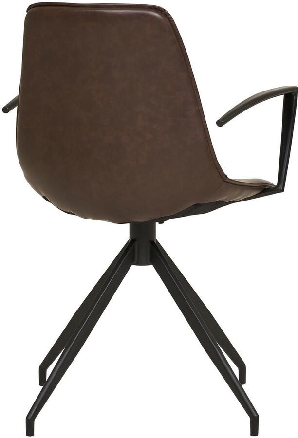 House Nordic Eetkamerstoel Zonder Armleuning Bruin Kunstleer 54x48x86cm Set van 2