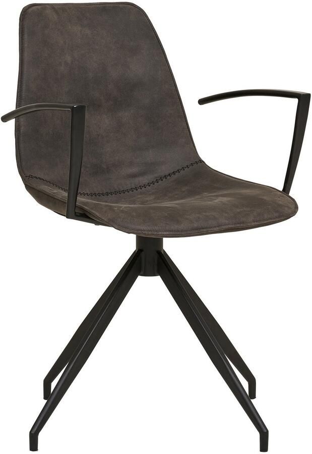 House Nordic Draaistoel Monaco met Armleuning Microvezel Grijs Set van 2