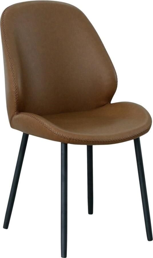 Hioshop 2 x Monte Carlo eetkamerstoel PU kunstleer bruin.