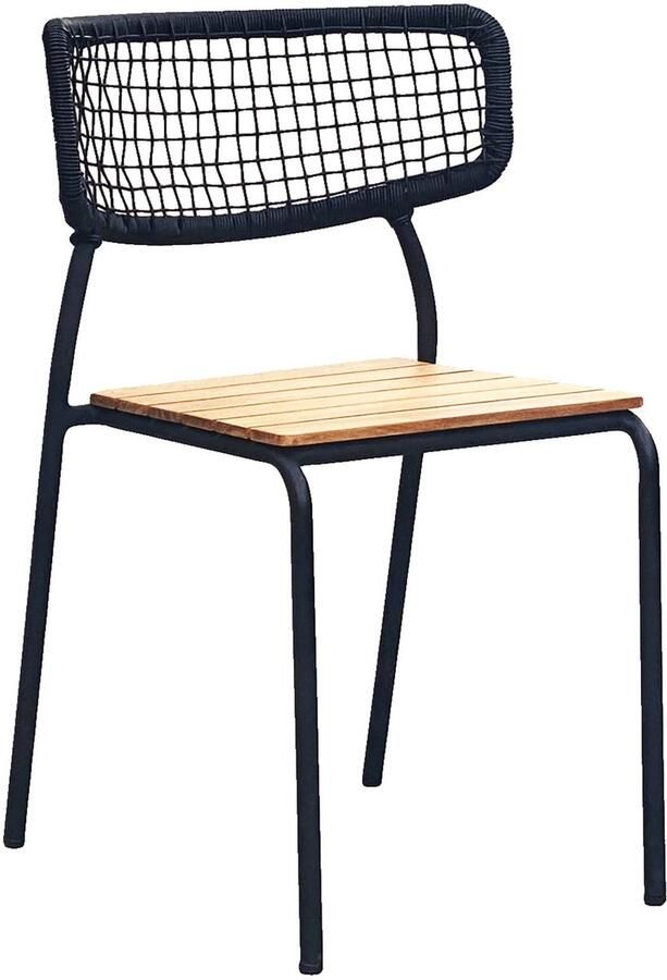 House Nordic Eetkamerstoel Nashville Teak Naturel Zwart Set van 4