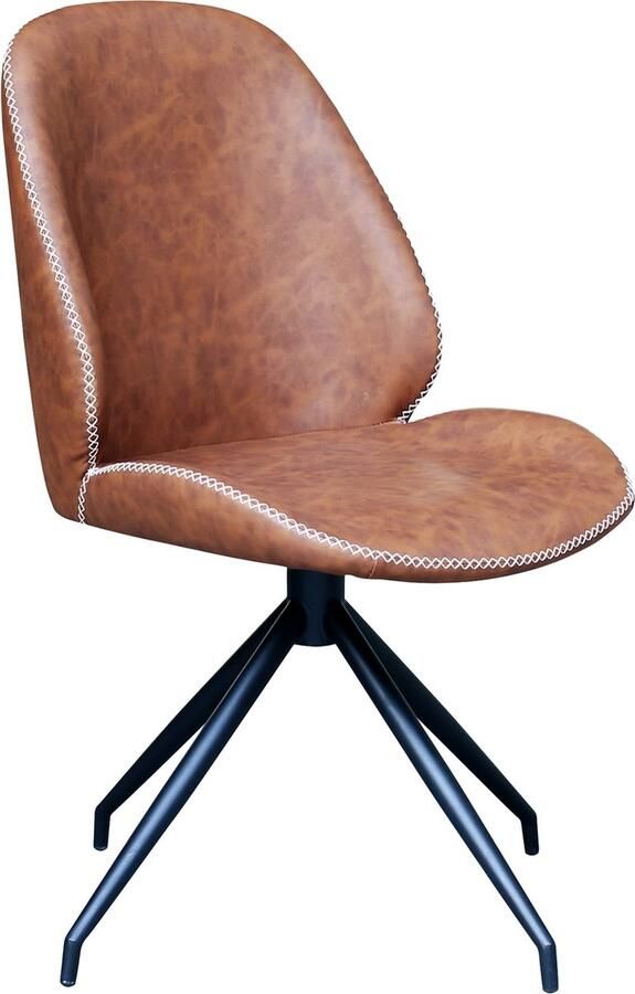 House Nordic Eetkamerstoel PU Leer Bruin Zithoogte 46cm Stoel Monte Carlo Set van 2