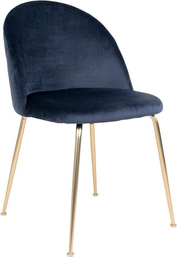 House Nordic Eetkamerstoel Velvet Blauw Metaal Zithoogte 46cm Set van 2