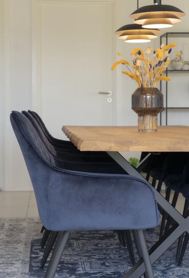 Hioshop Toulon eetkamertafel 100x300cm golvende rand voorbereid voor extra platen geolied eik.