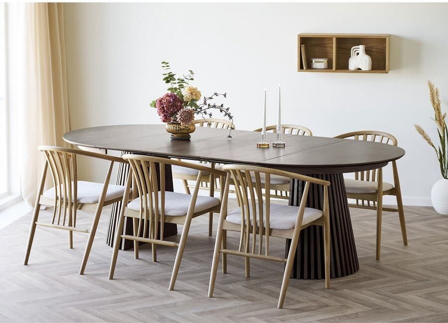 House Nordic Osaka Gerookt Eiken Eettafel Uitschuifbaar Ø120 240 cm - Foto 2