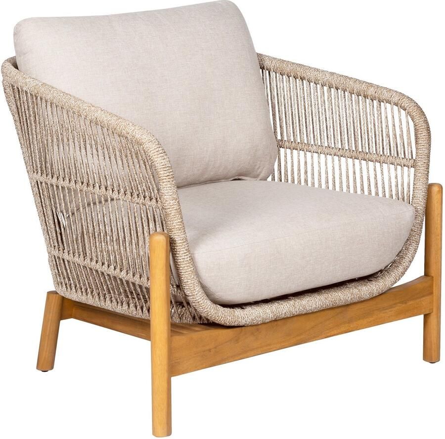 House Nordic Fauteuil Bruin Beige Acaciahout & Textiel 78 5x86x72 cm Fauteuil Terracina