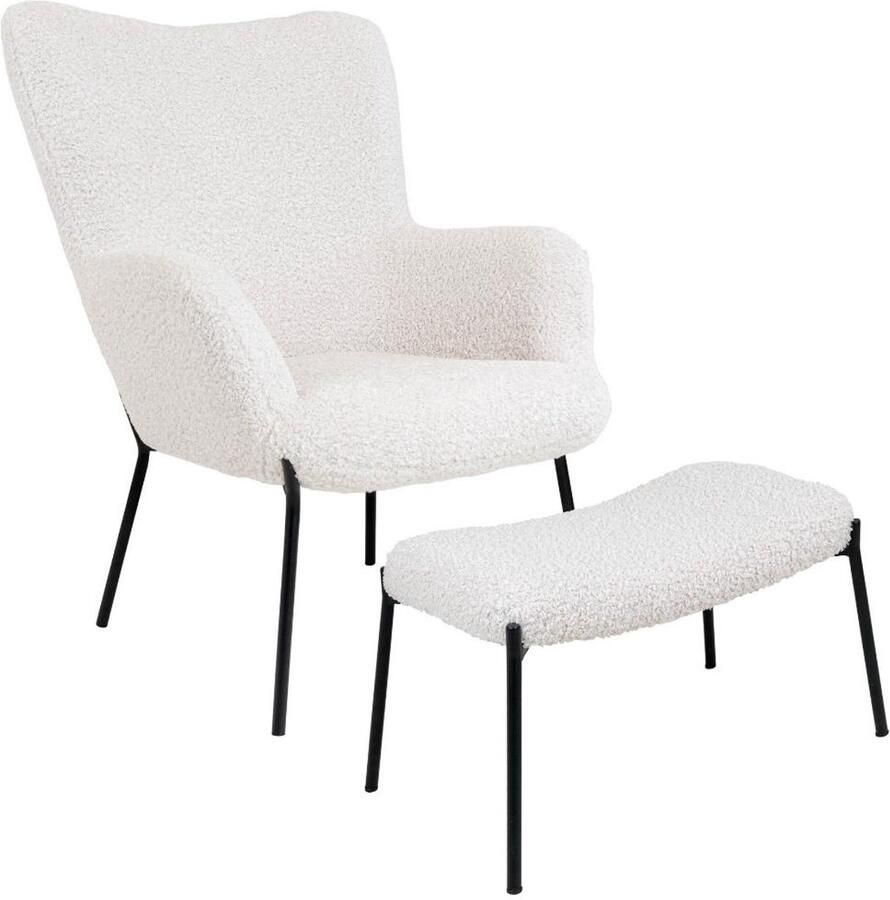 House Nordic Glasgow fauteuil met voetenbank wit