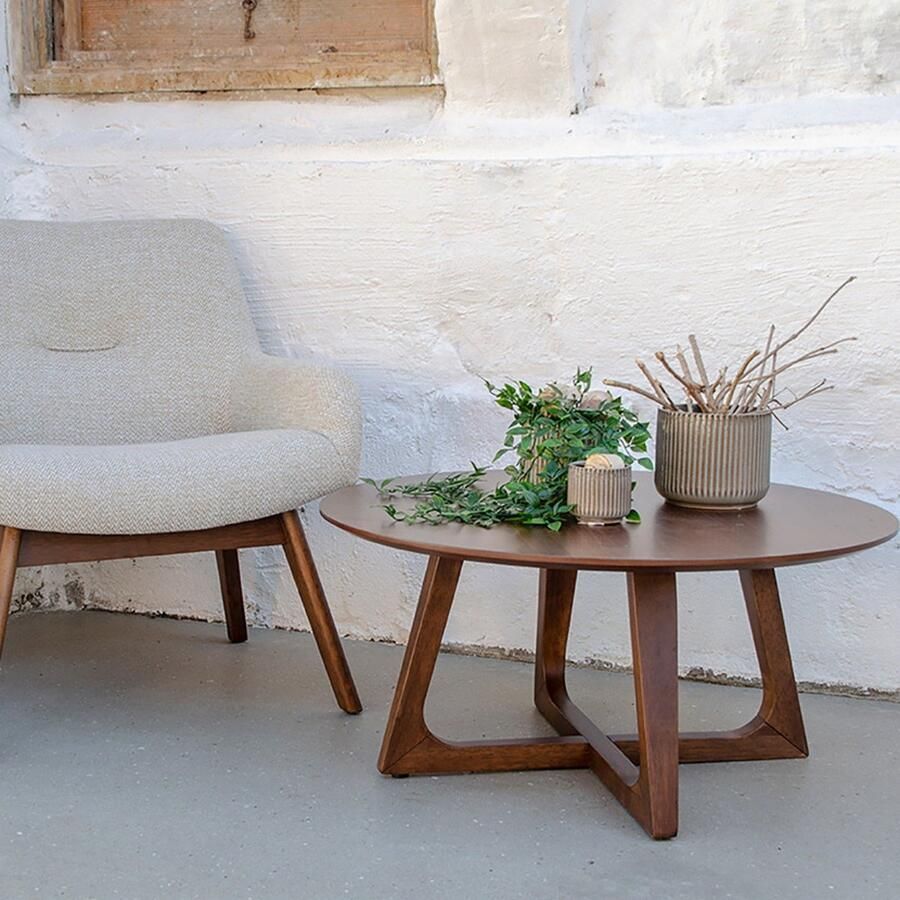 House Nordic Salontafel Rond Walnootfineer Bruin Ø75cm Tafel Hellerup