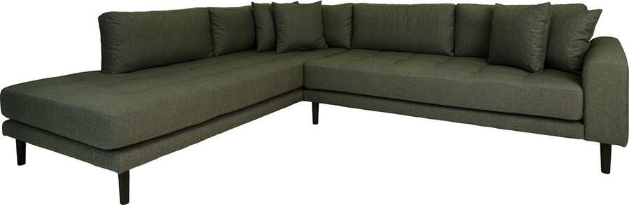 Hioshop Lido bank hoekbank links gericht 4 kussens groen.