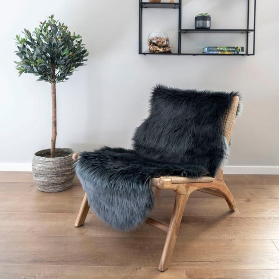 House Nordic Lamsvacht Kunstleer Kleed Kunstleder kleed in grijs 60x180 cm