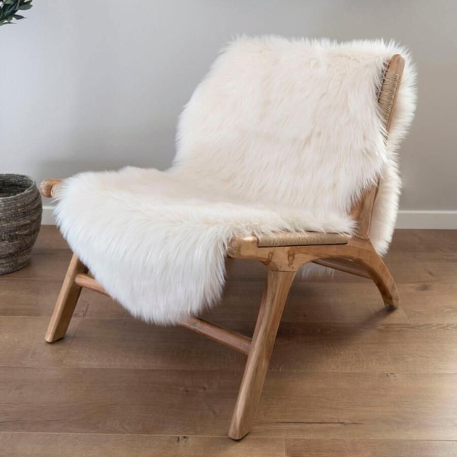 House Nordic Lamsvacht Kunstleer Kleed Kunstleder kleed in ivoorkleur 60x180 cm