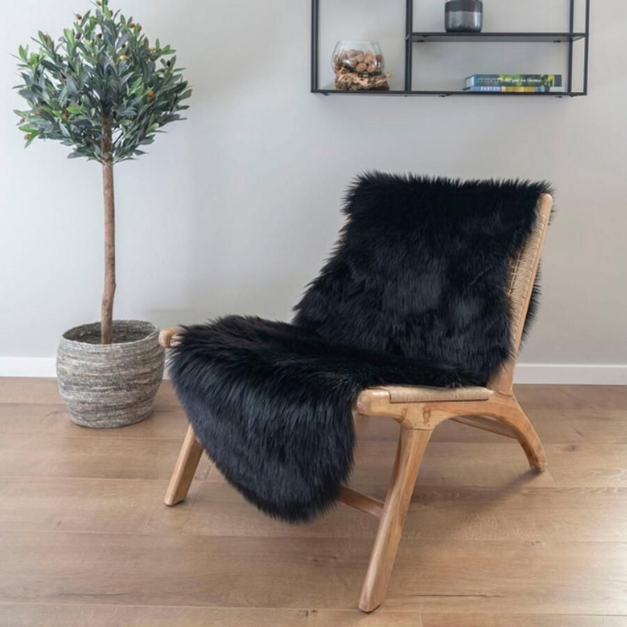 House Nordic Lamsvacht Kunstleer Kleed Kunstleder kleed in zwart 60x180 cm