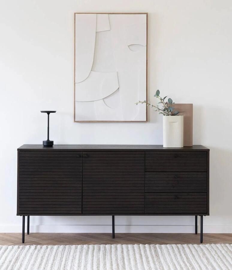 House Nordic Dressoir Kyoto Smoked 2-Deurs 3-Lades 150cm - Foto 3