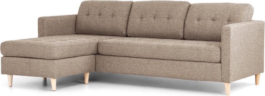 House Nordic Marino bank met chaise longue links of rechts lichtbruin
