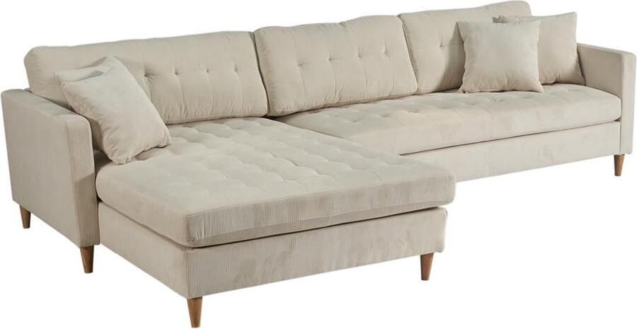 House Nordic Marino Deluxe bank met chaise longue rechts of links gedraaid met kussens fluweel zandkleurig - Foto 2