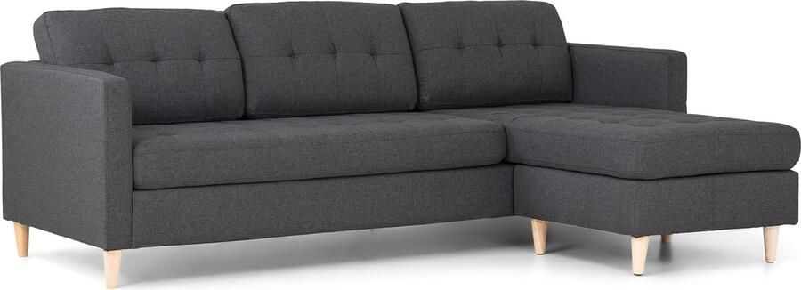 House Nordic Mars 3-zitsbank met chaise longue links stof donkergrijs