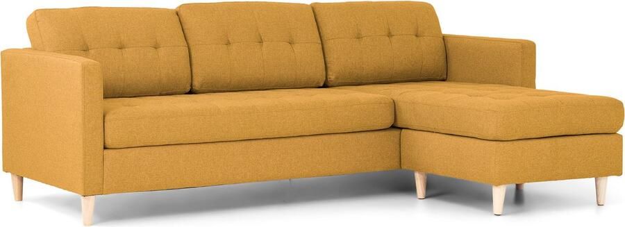 House Nordic Mars 3-zitsbank met chaise longue links stof kerriegeel