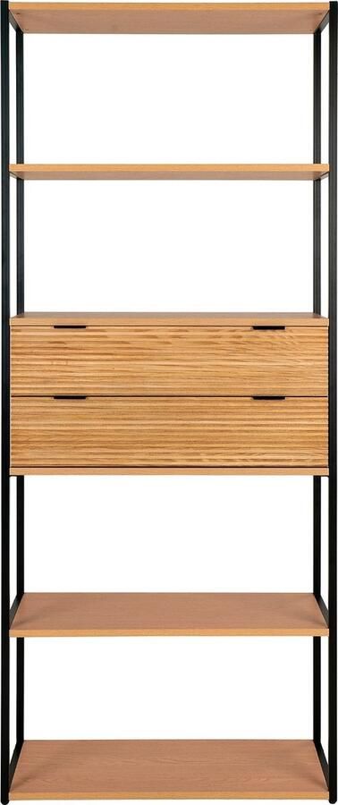 House Nordic Boekenkast Naturel 4 Planken 2 lades 85x35x200cm