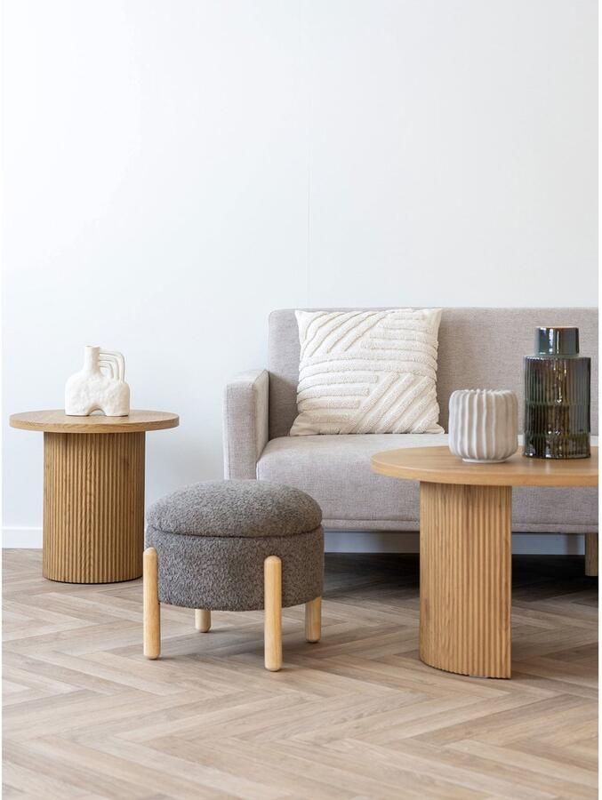 House Nordic Medas Bruin Bouclé Poef met Opbergruimte - Foto 2