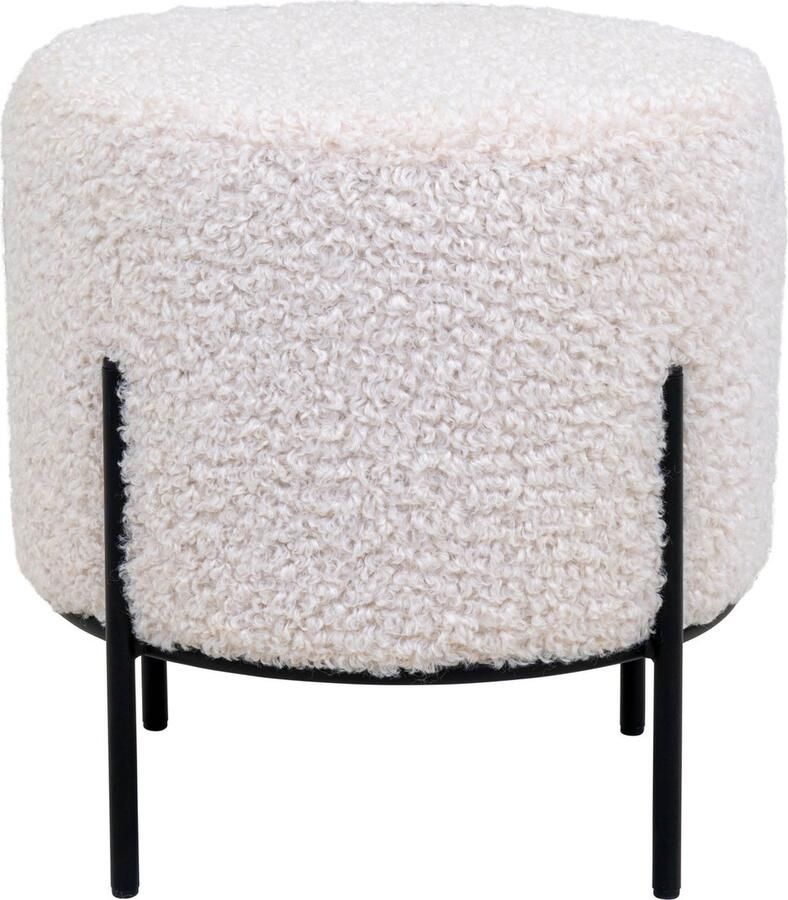Hioshop Alford poef kruk geïmiteerd lamsvel wit. - Foto 2