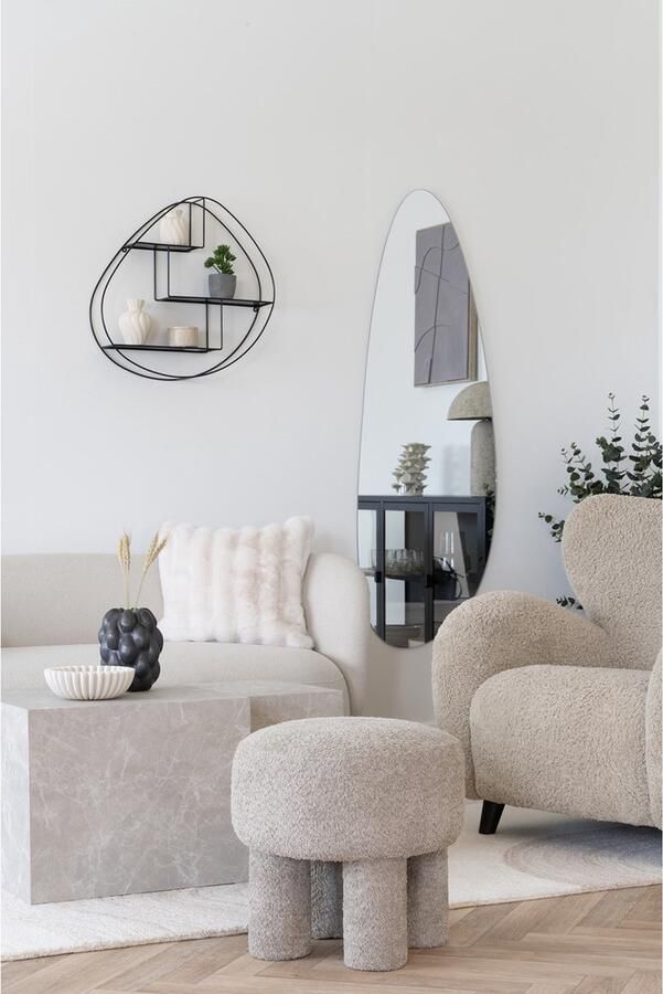 Giga Meubel House Nordic Poef Stof Lichtgrijs Zithoogte 43cm Ø43x43cm Perth