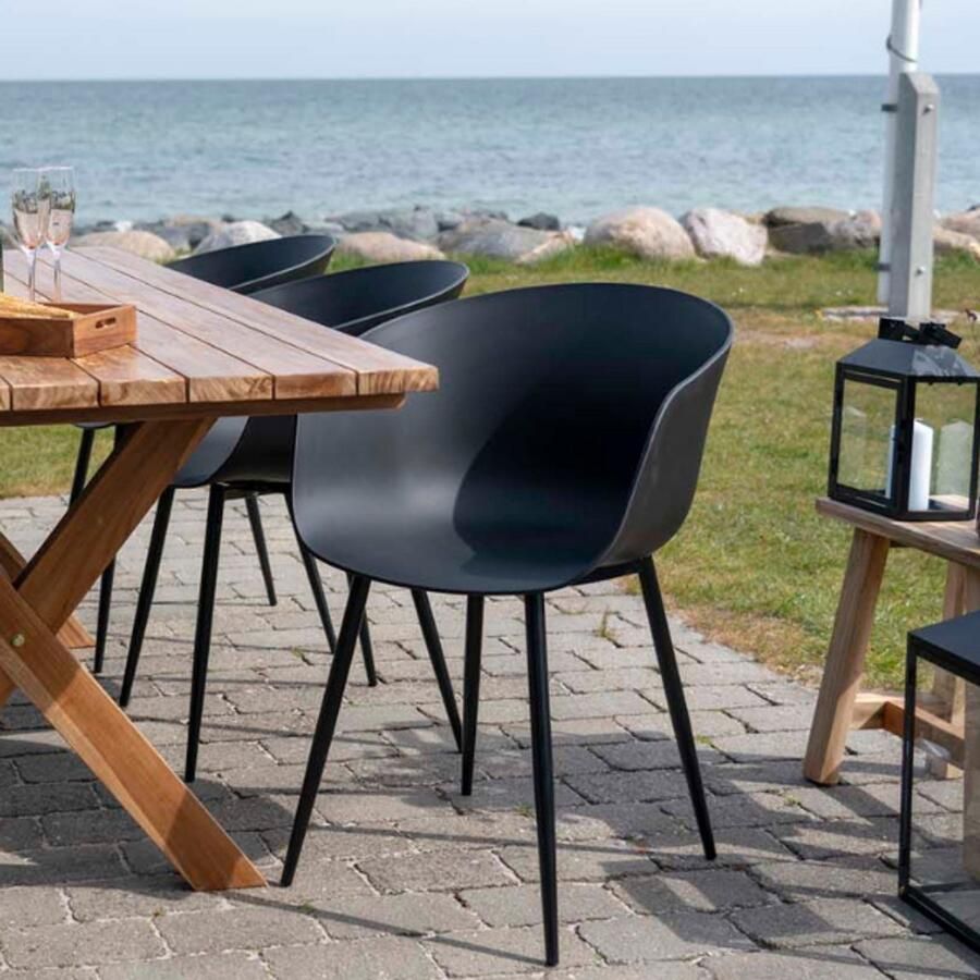 House Nordic Roda Eetkamerstoel Kuipstoel Tuinstoel Zwart Set van 2