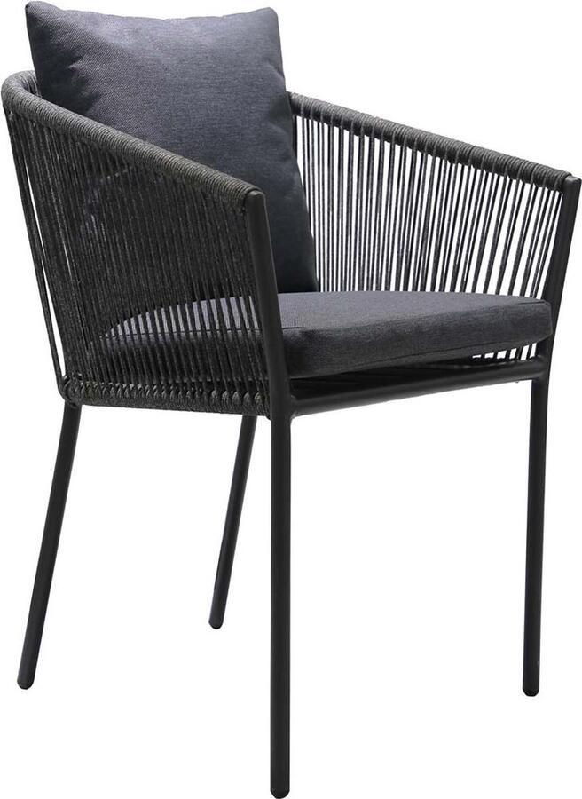 House Nordic Salerno Eetkmaerstoel Zwart|Grijs set van 4