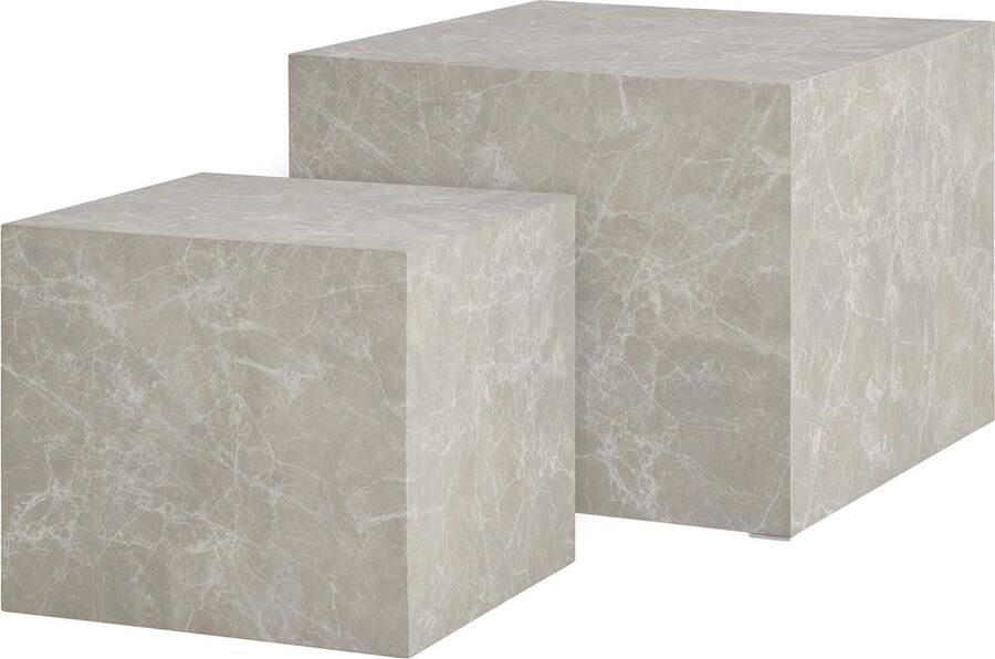 Giga Meubel House Nordic Salontafel Beige Marmerlook Set Van 2 Prague