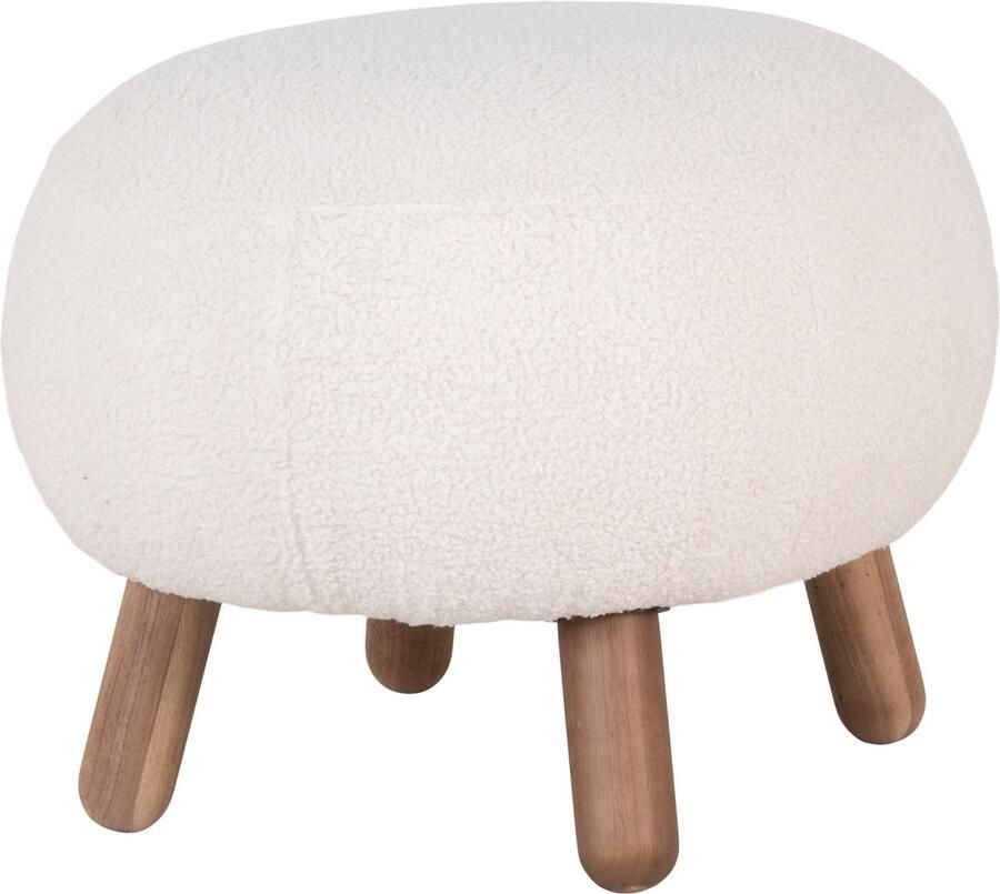 House Nordic EMOB Voetsteun van wit lamsvel met notenhouten poten. Zitmeubelen Wit Polyester Zitmeubelen Op voorraad