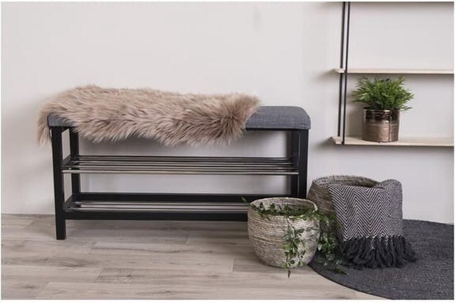 House Nordic Schapenvacht lamsvacht imitatie dierenvel licht bruin champignon 50 x 85 cm vloerkleed