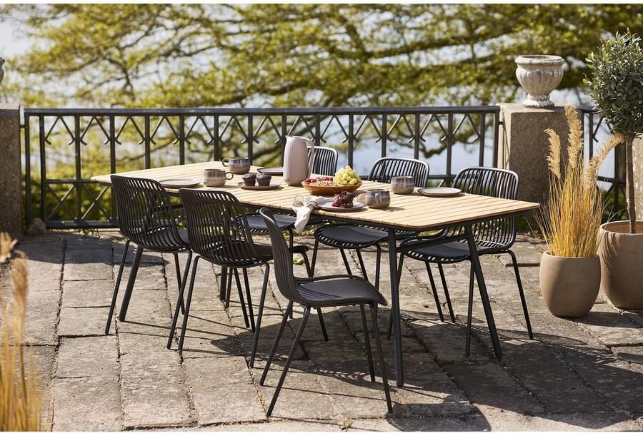 House Nordic Branson tuinstoel Stapelbaar zwart set van 4