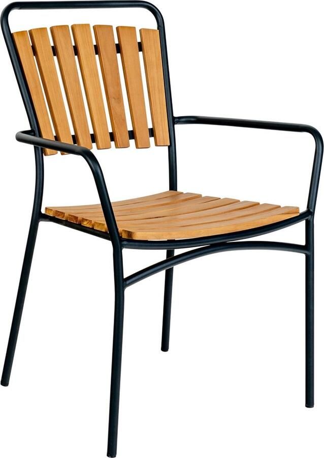 House Nordic Cleveland Eetkmaerstoel Zwart|Teak set van 4