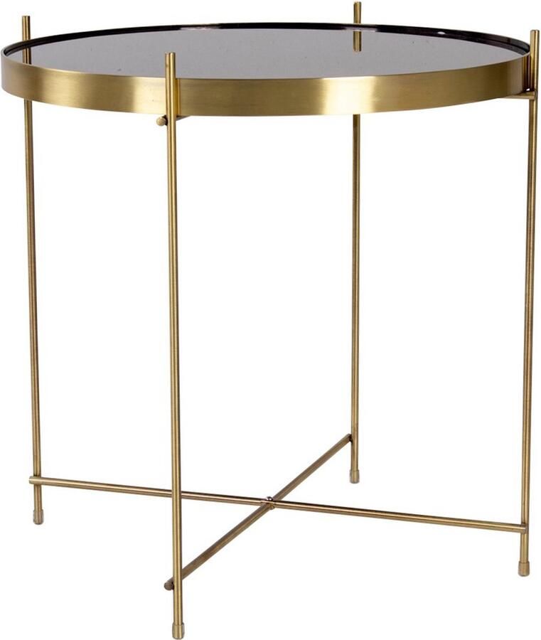 House Nordic Veo salontafel hoektafel 48x48 cm messing look staal glas