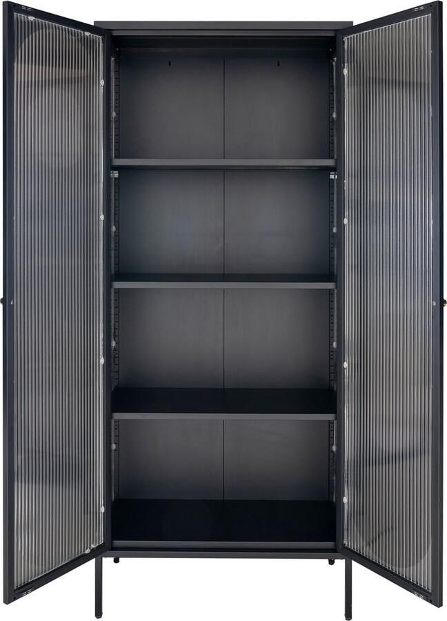 House Nordic Vitrinekast Adelaide 80x180cm Staal Zwart