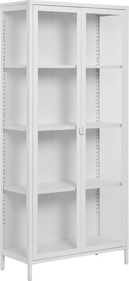 Giga Meubel House Nordic Vitrinekast Wit Metaal 2 Deuren 80x35x175cm Brisbane