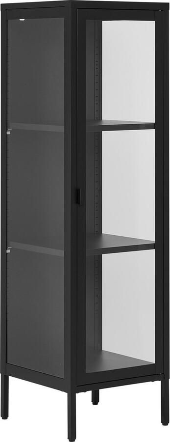 Giga Meubel House Nordic Vitrinekast Zwart Metaal 1 Deur 40x35x140cm Brisbane